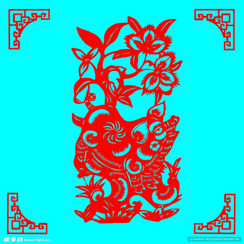 猪剪纸