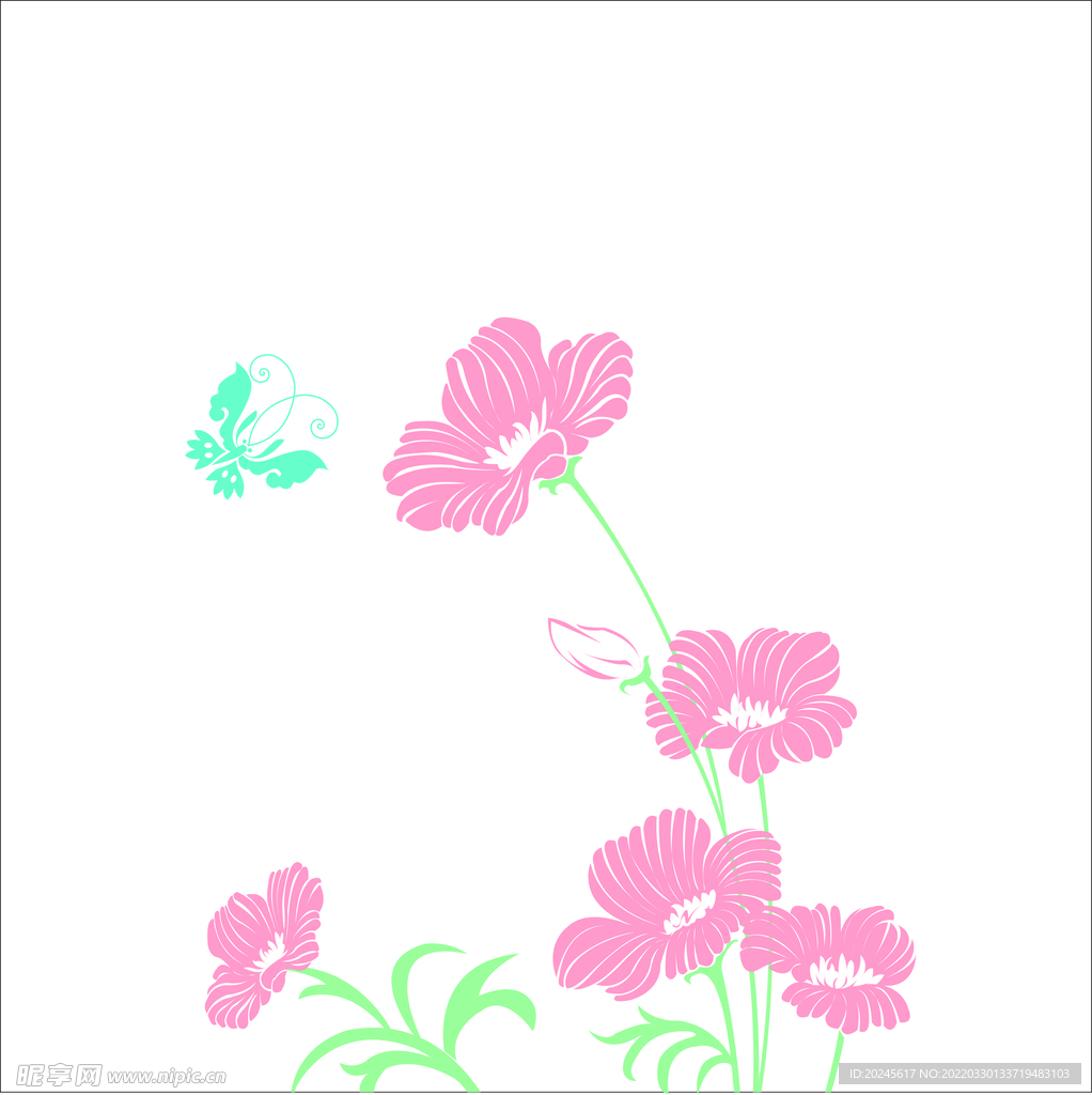 卡通矢量粉色植物