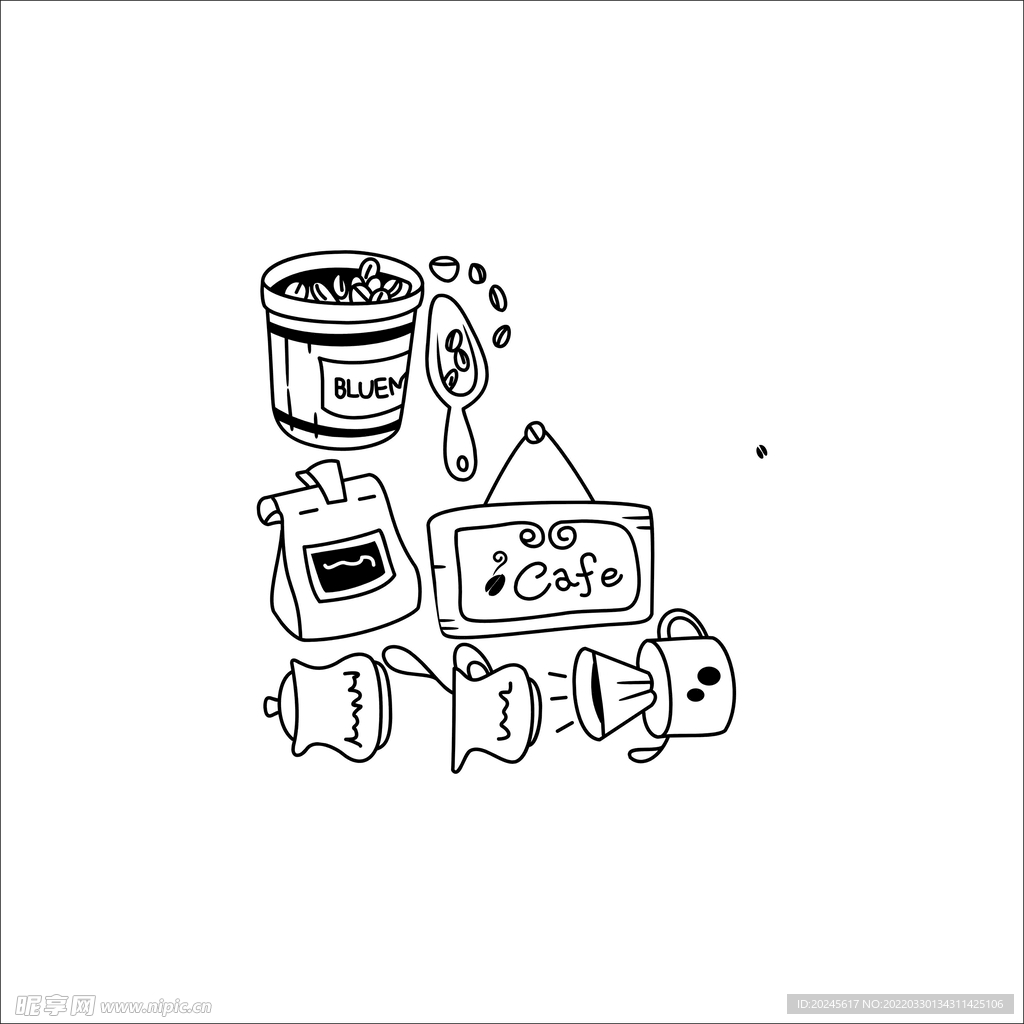 卡通咖啡用具