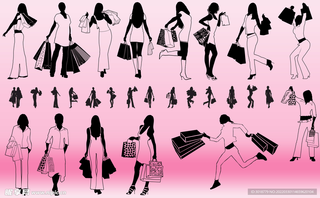 购物人物剪影 