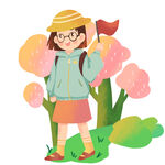 踏青人物插画