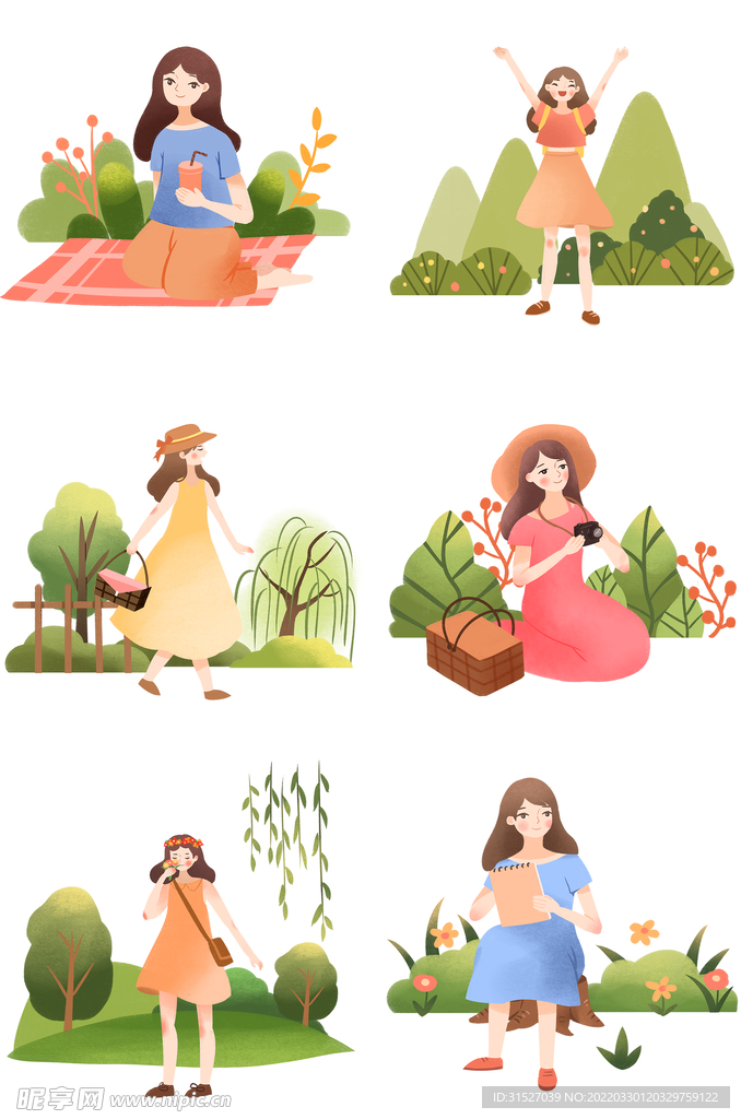 春游踏青插画