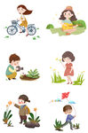 春游人物插画