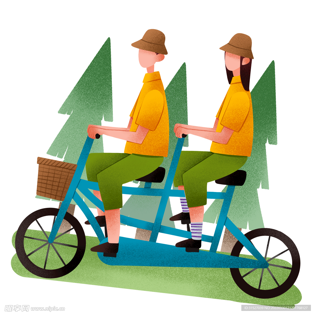 骑着双人自行车去春游