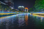 浙江余姚阳明古镇河畔夜景