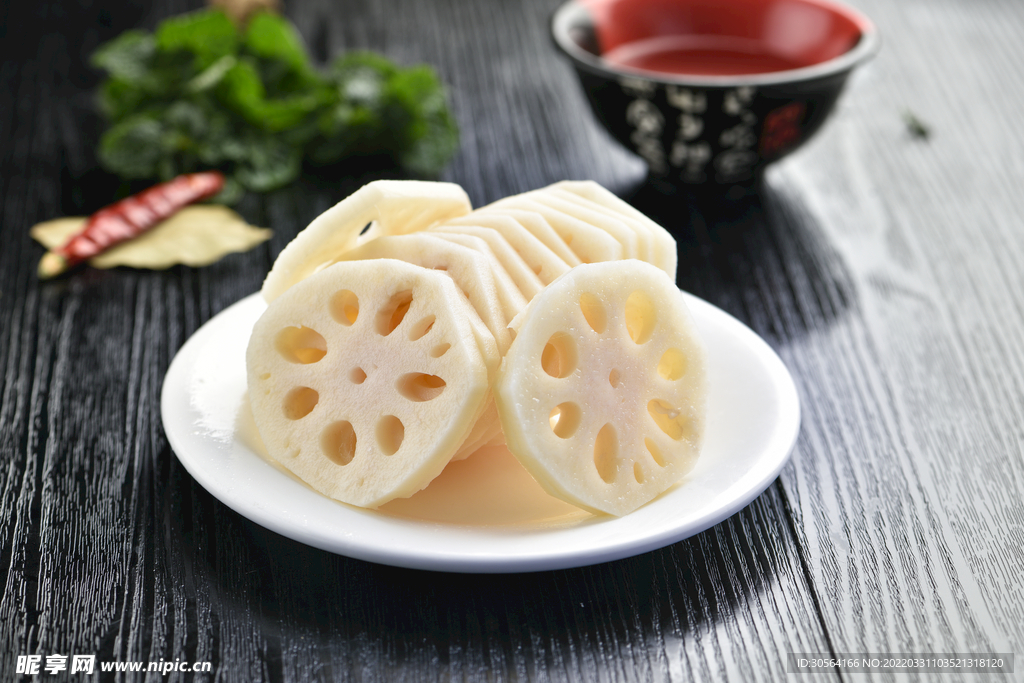白色藕片食材
