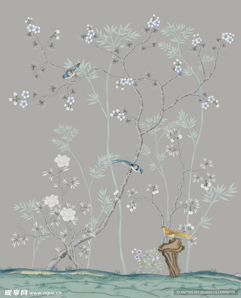 手绘花鸟