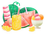 盛夏解暑西瓜果汁素材