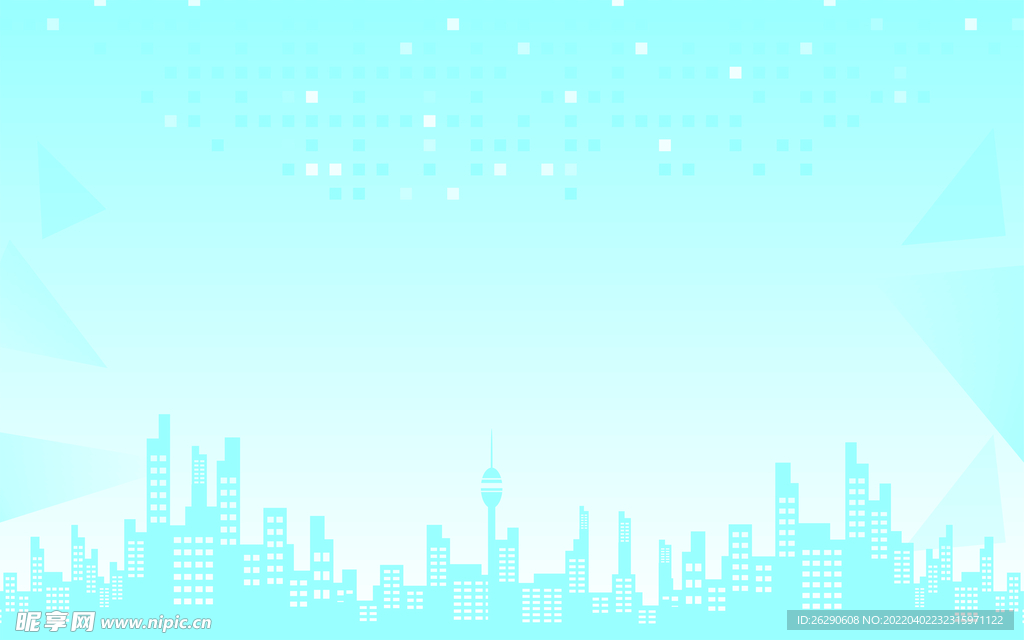 淡蓝色城市建筑展板背景