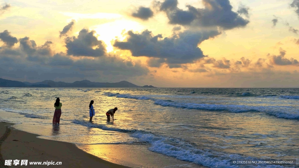 大海 海滩 夕阳