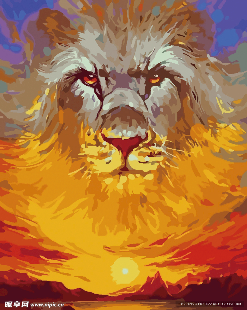 狮子头油画