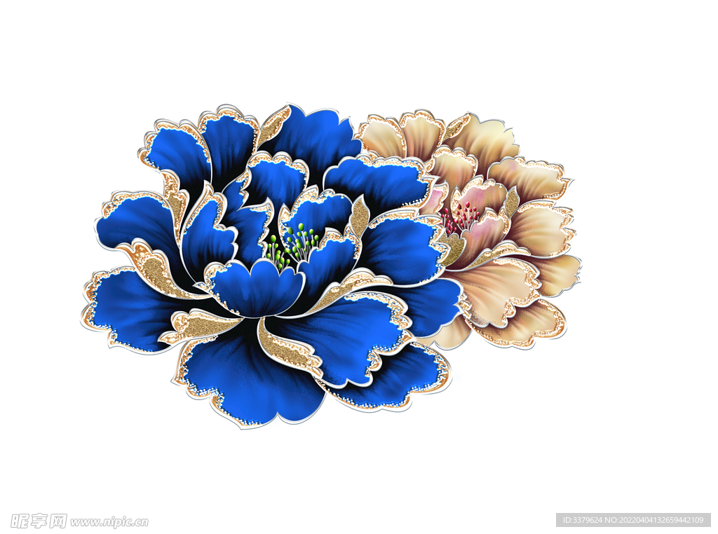 蓝色牡丹花