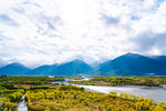 西藏林芝尼洋河尼湿地公园全景