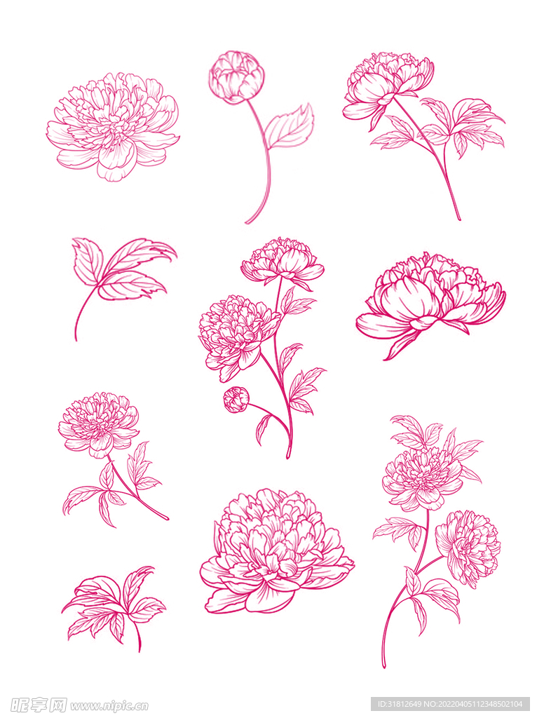 线描花