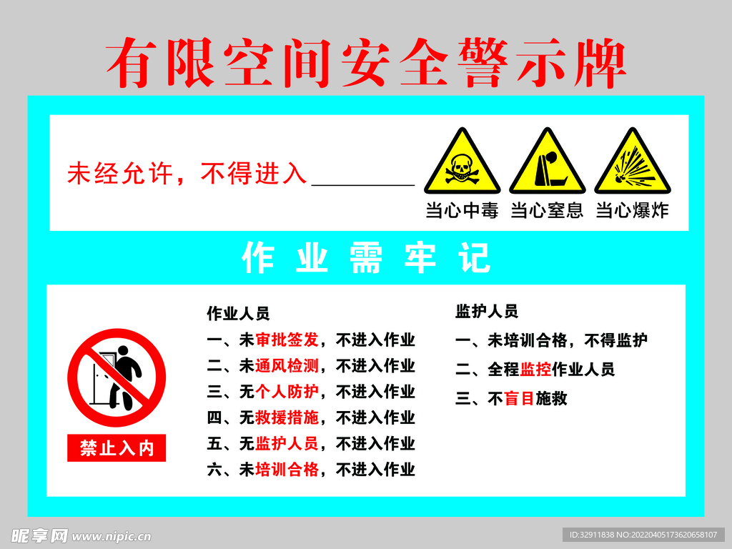 有限空间安全警示牌