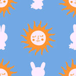 动物图案背景 太阳 小兔子
