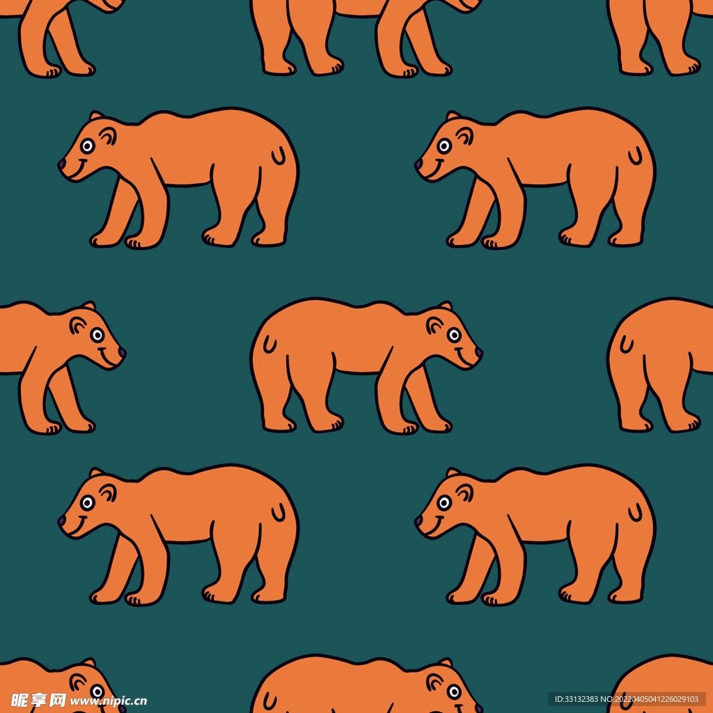动物图案背景 卡通北极熊