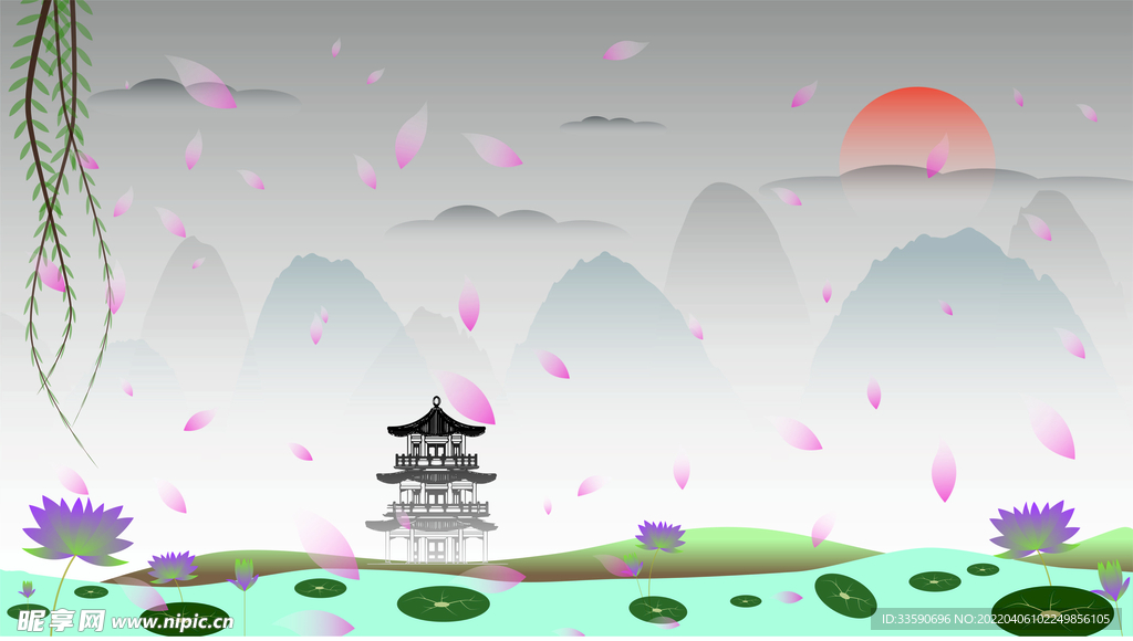 风景 插画 