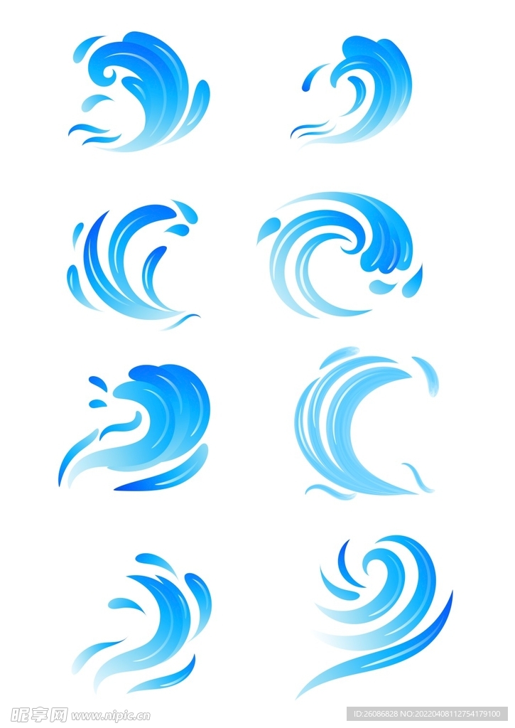 手绘海浪浪花矢量素材