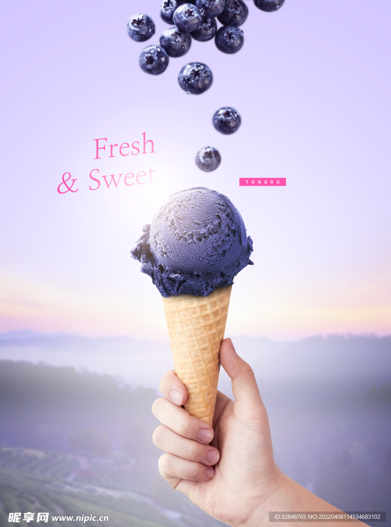 冰淇淋水果饮料展示宣传海报