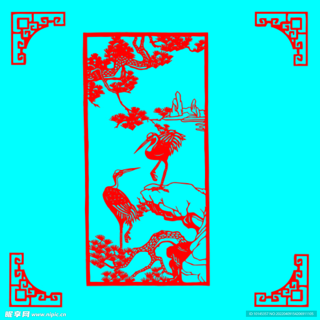 松鹤剪纸