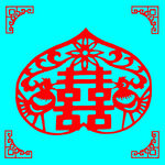 桃形双喜剪纸