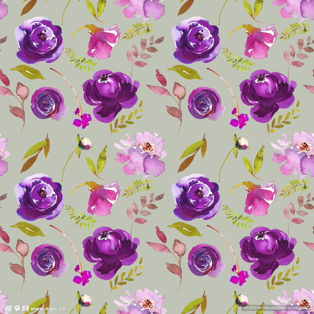 紫色花朵印花图案