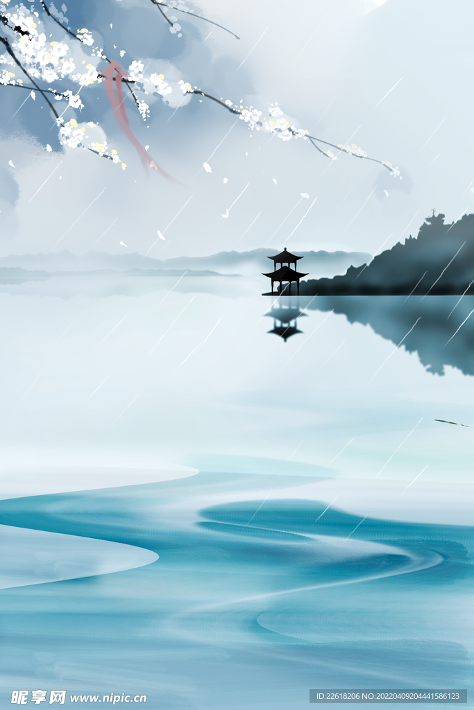 水墨风清明节海报背景