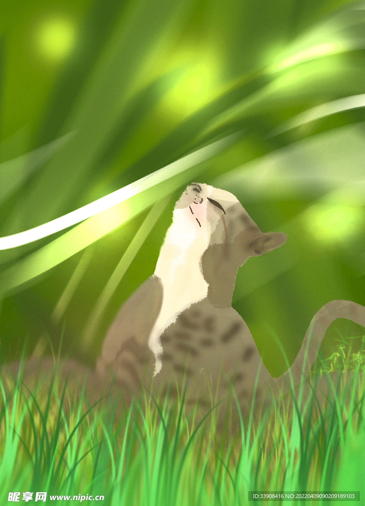 手绘卡通猫咪图片背景