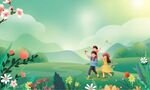 春天背景 创文创卫