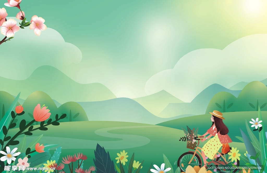 春天背景 创文创卫 