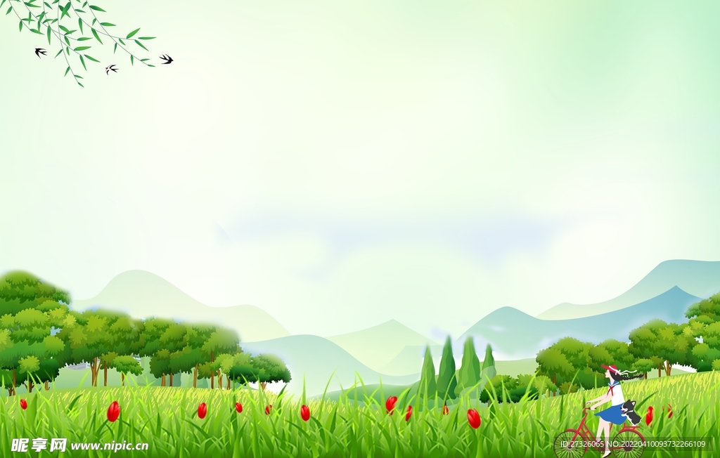 春天背景 创文创卫 
