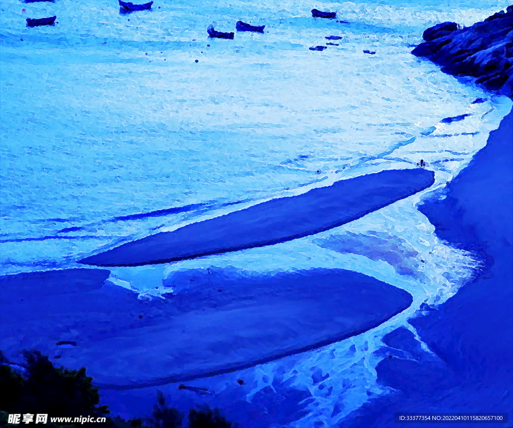风景画 蓝色海边