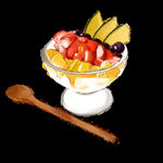 酸奶水果捞手绘装饰