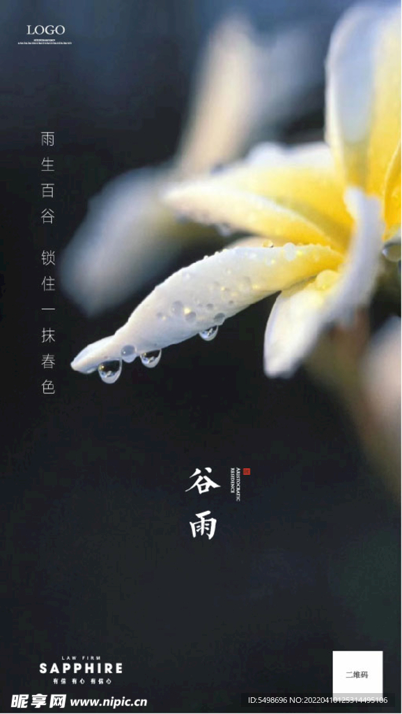 鲜花谷雨节气海报