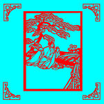 坐下树下喝酒剪纸