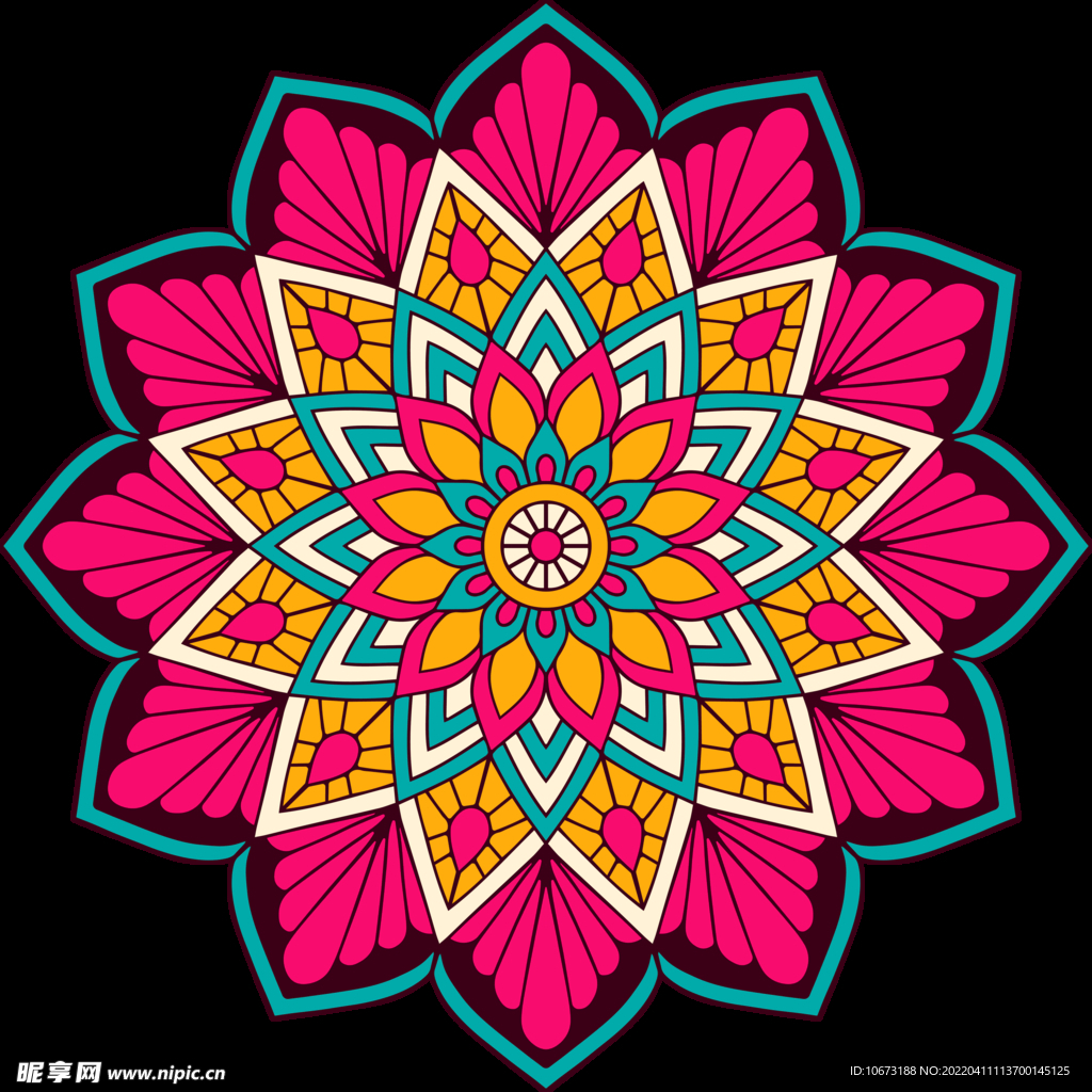 彩色复古花纹