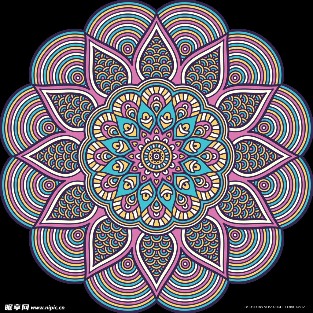 彩色复古花纹
