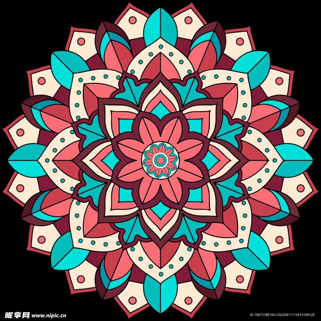 彩色复古花纹