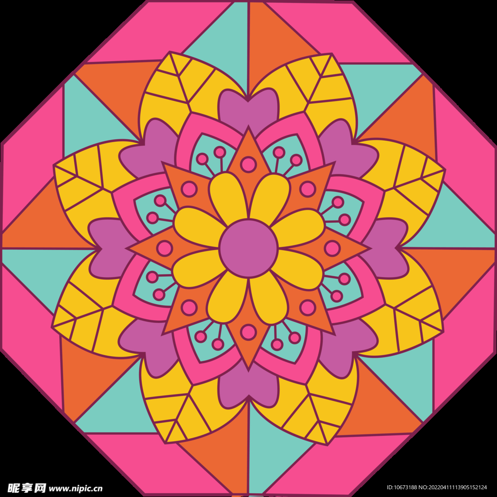 彩色复古花纹