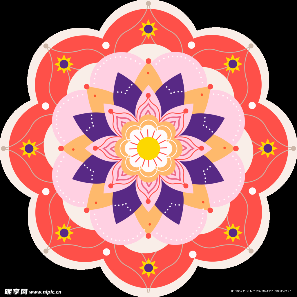 彩色复古花纹