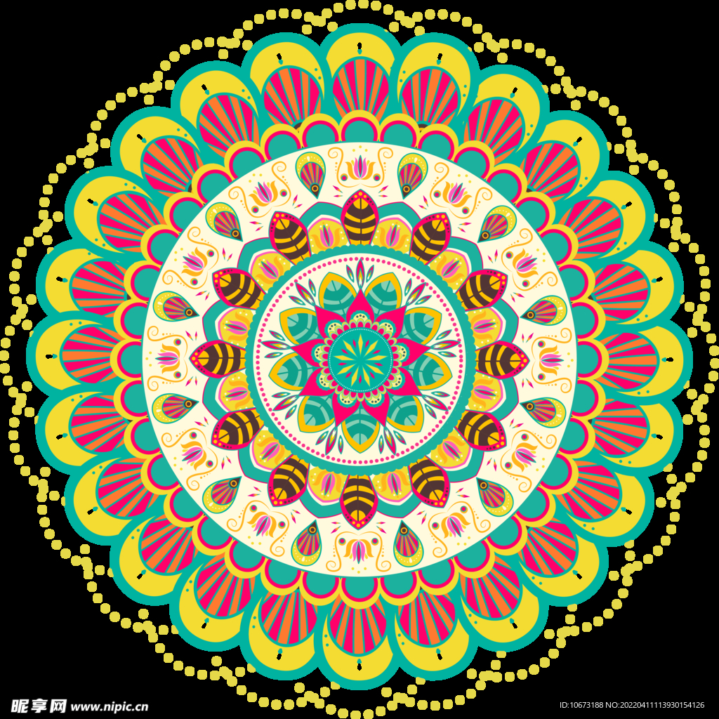 彩色复古花纹