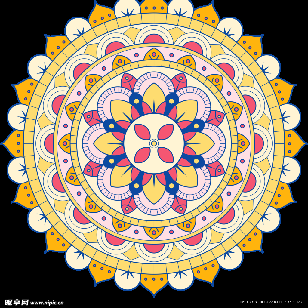 彩色复古花纹