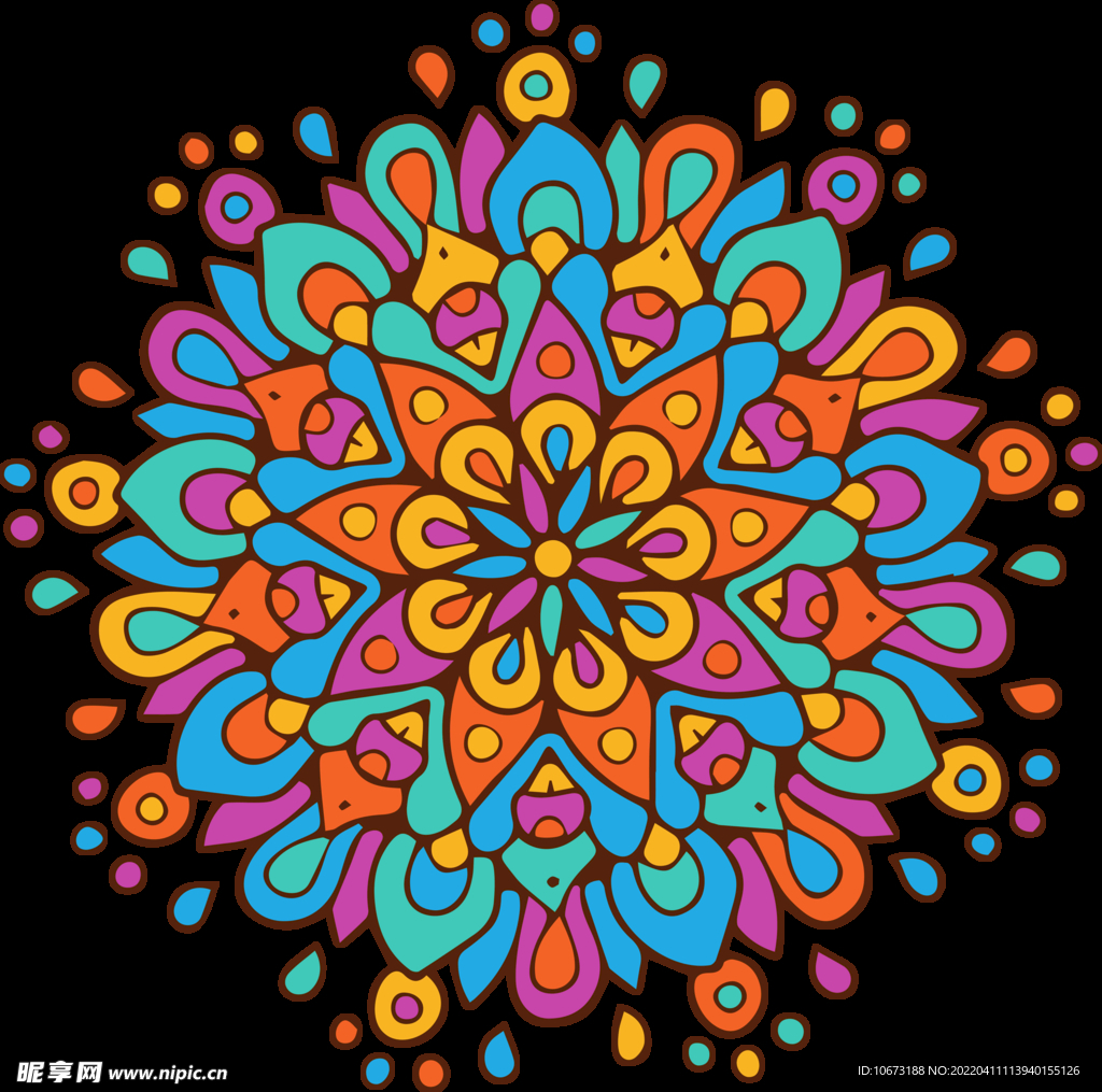 彩色复古花纹