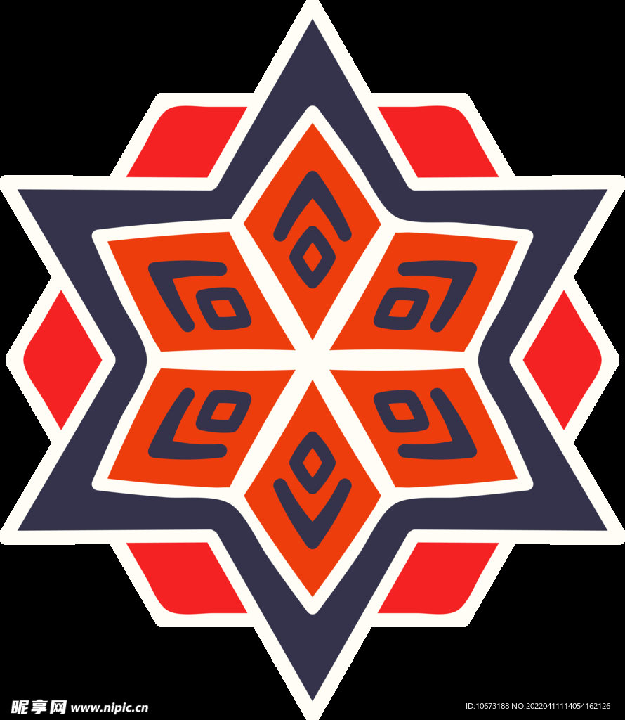 彩色复古花纹透明底免抠图