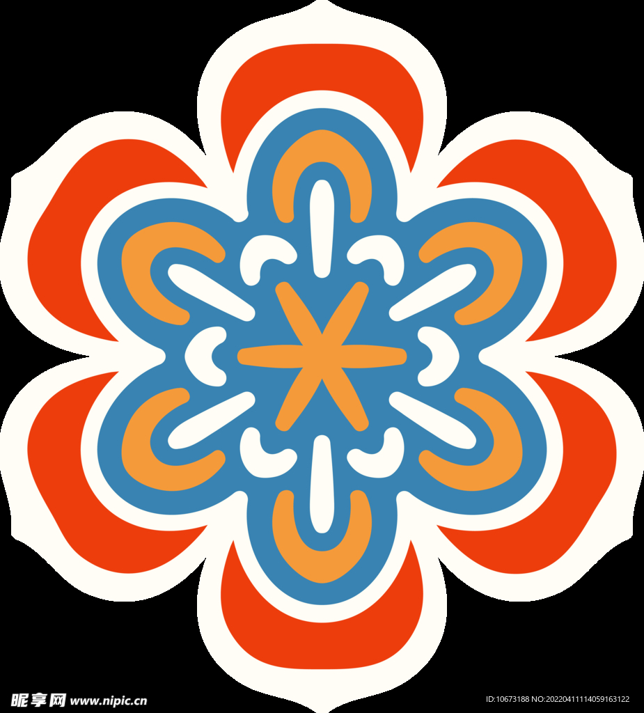 彩色复古花纹透明底免抠图