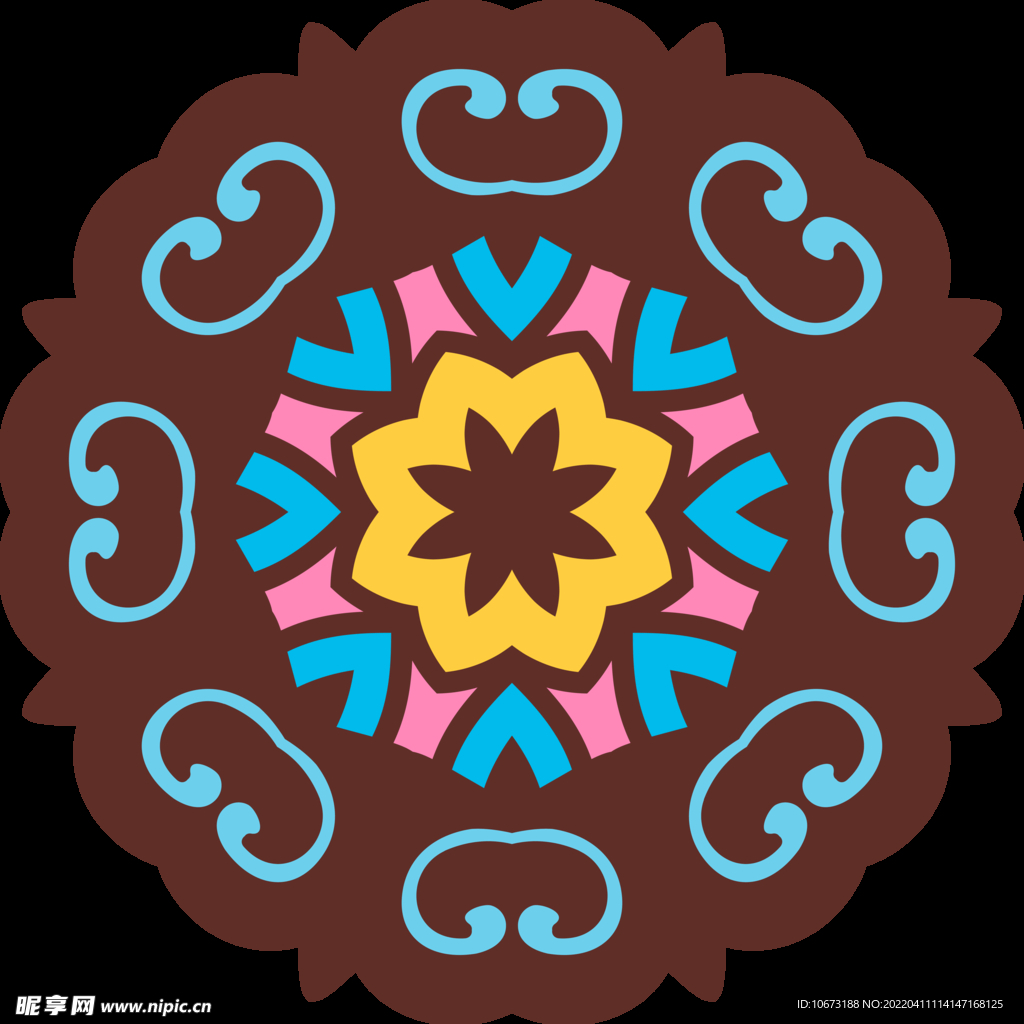 彩色复古花纹 
