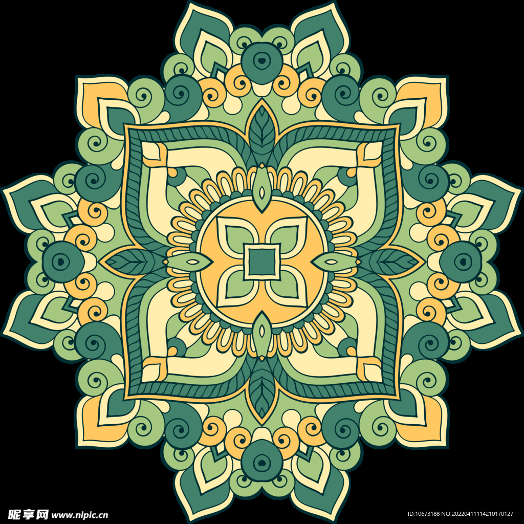 彩色复古花纹 