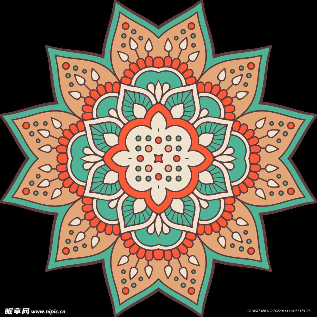彩色复古花纹 