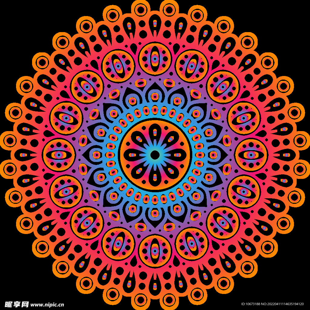 彩色复古花纹